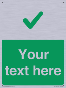 Custom green background, green tick sign